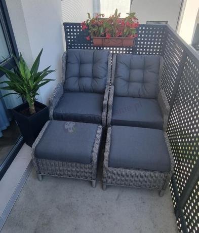 Szary zestaw wypoczynkowy na taras Laritto Duo z regulowanymi fotelami - Grey