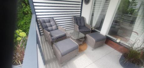 Szary zestaw wypoczynkowy na taras Laritto Duo z regulowanymi fotelami - Grey