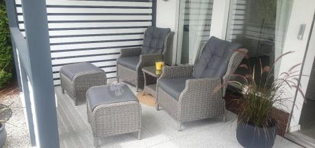 Szary zestaw wypoczynkowy na taras Laritto Duo z regulowanymi fotelami - Grey