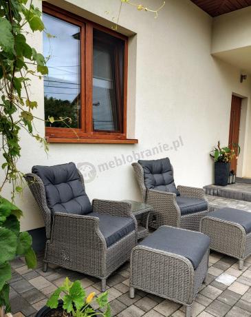 Szary zestaw wypoczynkowy na taras Laritto Duo z regulowanymi fotelami - Grey