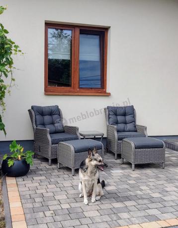 Szary zestaw wypoczynkowy na taras Laritto Duo z regulowanymi fotelami - Grey