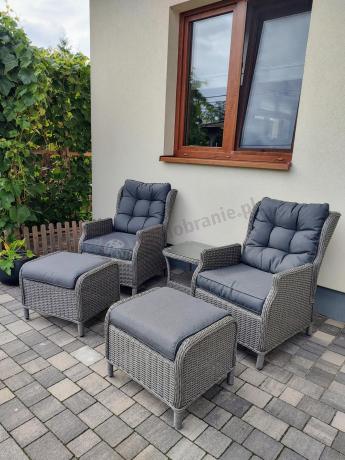 Szary zestaw wypoczynkowy na taras Laritto Duo z regulowanymi fotelami - Grey