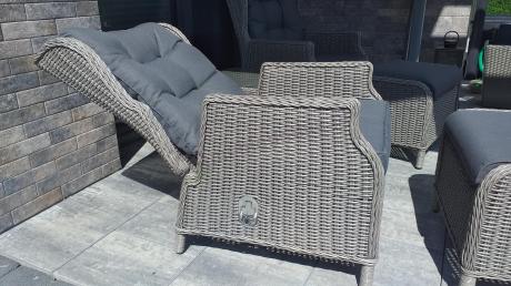 Szary zestaw wypoczynkowy na taras Laritto Duo z regulowanymi fotelami - Grey