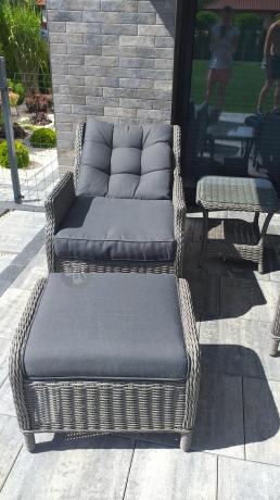 Szary zestaw wypoczynkowy na taras Laritto Duo z regulowanymi fotelami - Grey