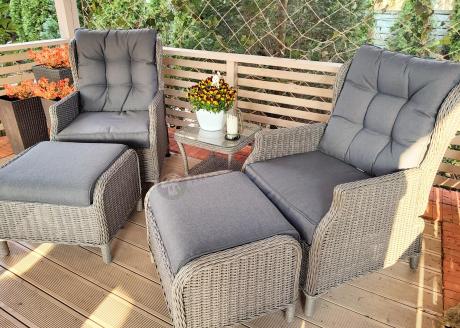 Szary zestaw wypoczynkowy na taras Laritto Duo z regulowanymi fotelami - Grey