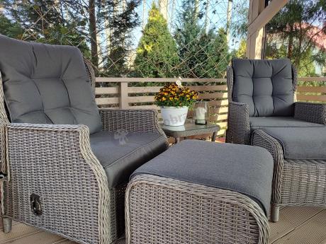 Szary zestaw wypoczynkowy na taras Laritto Duo z regulowanymi fotelami - Grey