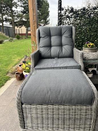 Szary zestaw wypoczynkowy na taras Laritto Duo z regulowanymi fotelami - Grey