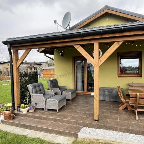 Szary zestaw wypoczynkowy na taras Laritto Duo z regulowanymi fotelami - Grey