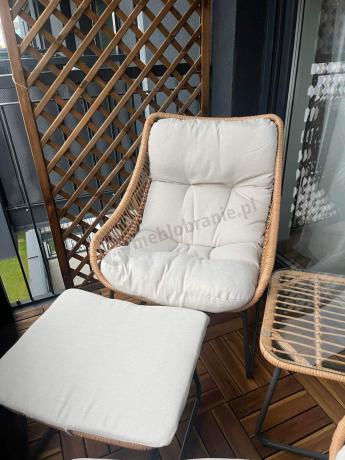 Technorattanowe meble na taras w stylu boho - 2 fotele z podnóżkami - Torgiano Duo - Brown