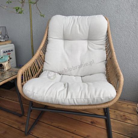 Technorattanowe meble na taras w stylu boho - 2 fotele z podnóżkami - Torgiano Duo - Brown