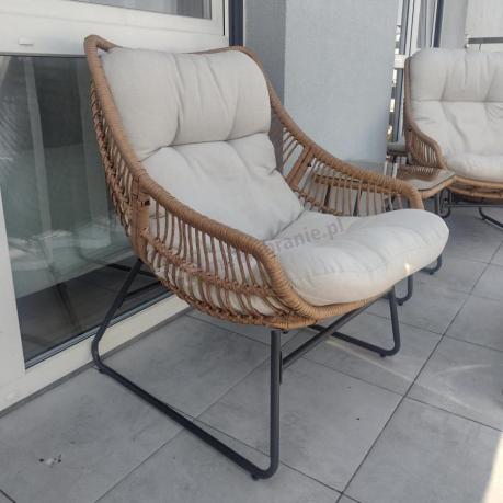 Technorattanowe meble na taras w stylu boho - 2 fotele z podnóżkami - Torgiano Duo - Brown