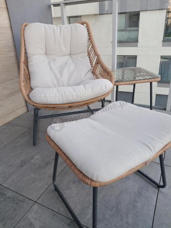 Technorattanowe meble na taras w stylu boho - 2 fotele z podnóżkami - Torgiano Duo - Brown