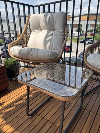 Technorattanowe meble na taras w stylu boho - 2 fotele z podnóżkami - Torgiano Duo - Brown