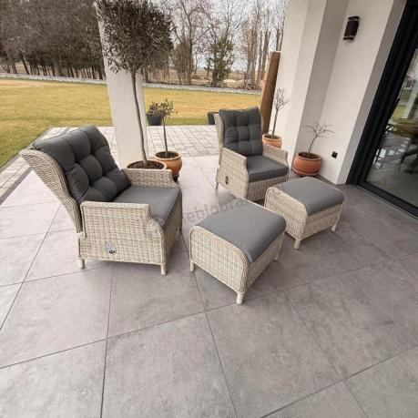 Technorattanowe meble ogrodowe - duży narożnik ze stołem 180cm - Laritto Corner XL - Creme