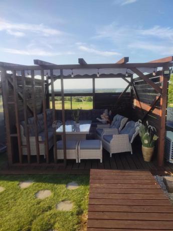 Technorattanowe meble ogrodowe - duży narożnik ze stołem 180cm - Laritto Corner XL - Creme