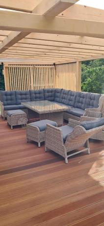 Technorattanowe meble ogrodowe - duży narożnik ze stołem 180cm 0 Laritto Corner XL - Creme