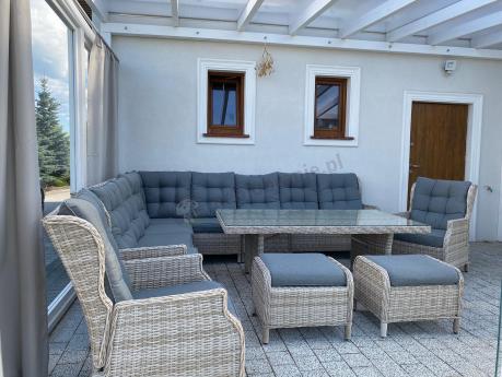 Technorattanowe meble ogrodowe - duży narożnik ze stołem 180cm 0 Laritto Corner XL - Creme