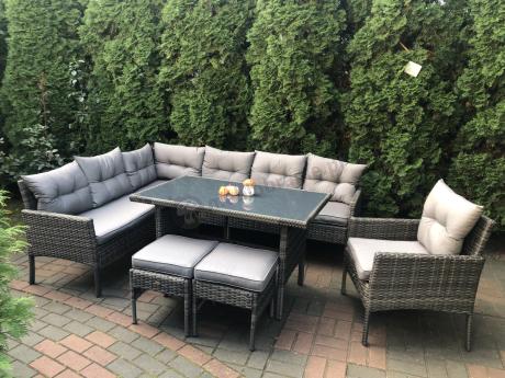 Technorattanowe meble ogrodowe narożne Perata Corner Dark Grey