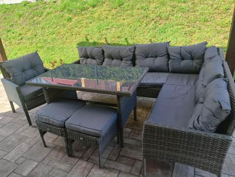 Technorattanowe meble ogrodowe narożne Perata Corner Dark Grey