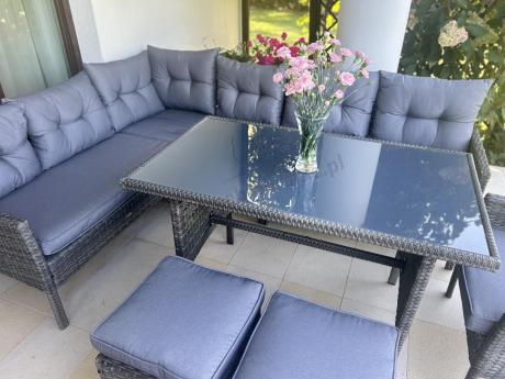 Technorattanowe meble ogrodowe narożne Perata Corner Dark Grey