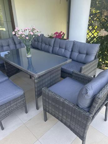 Technorattanowe meble ogrodowe narożne Perata Corner Dark Grey