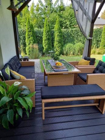 Technorattanowy beżowy zestaw mebli z fotelami