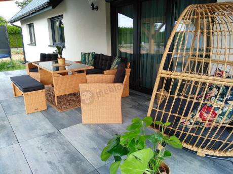 Technorattanowy beżowy zestaw mebli z fotelami