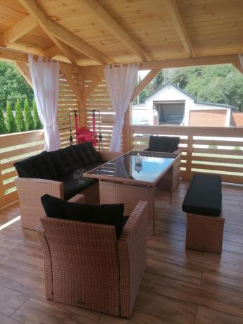 Technorattanowy beżowy zestaw mebli z fotelami