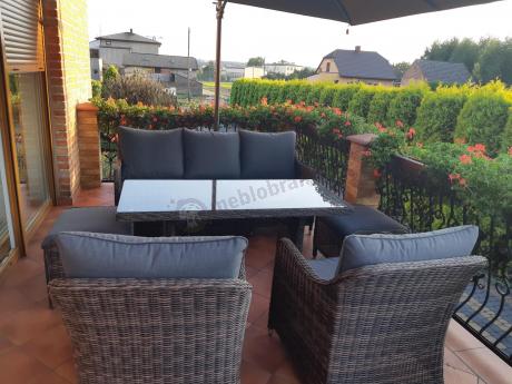 Technorattanowy komplet mebli na taras dla 7 osób Novici Dining Dark Brown