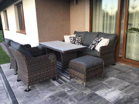 Technorattanowy komplet mebli na taras dla 7 osób Novici Dining Dark Brown