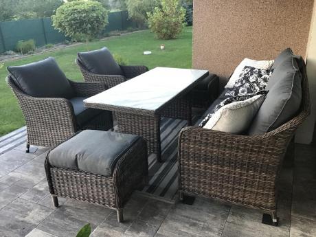 Technorattanowy komplet mebli na taras dla 7 osób Novici Dining Dark Brown