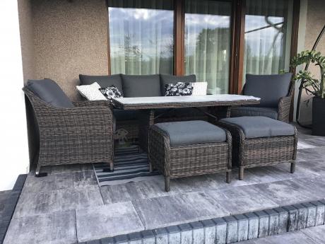 Technorattanowy komplet mebli na taras dla 7 osób Novici Dining Dark Brown