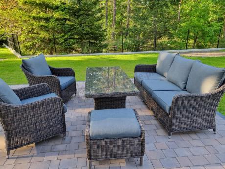 Technorattanowy komplet mebli na taras dla 7 osób Novici Dining Dark Brown