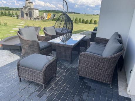 Technorattanowy komplet mebli na taras dla 7 osób Novici Dining Dark Brown