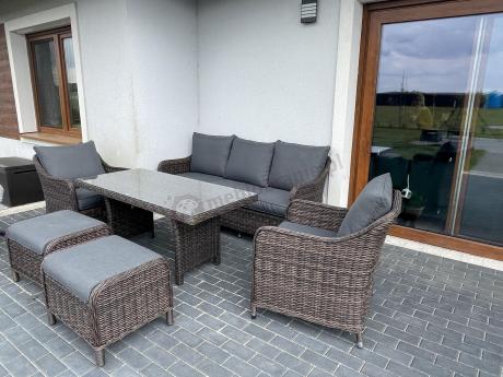 Technorattanowy komplet mebli na taras dla 7 osób Novici Dining Dark Brown