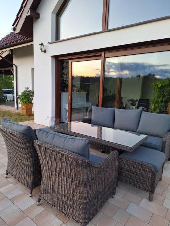 Technorattanowy komplet mebli na taras dla 7 osób Novici Dining Dark Brown
