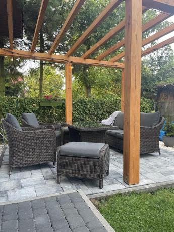 Technorattanowy komplet mebli na taras dla 7 osób Novici Dining Dark Brown