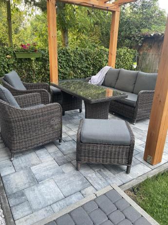 Technorattanowy komplet mebli na taras dla 7 osób Novici Dining Dark Brown