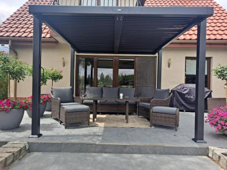 Technorattanowy komplet mebli na taras dla 7 osób Novici Dining Dark Brown