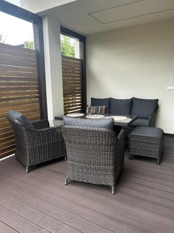 Technorattanowy komplet mebli na taras dla 7 osób Novici Dining Dark Brown