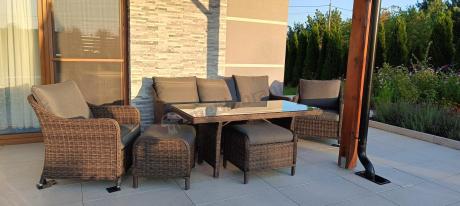 Technorattanowy komplet mebli na taras dla 7 osób Novici Dining Dark Brown