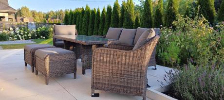 Technorattanowy komplet mebli na taras dla 7 osób Novici Dining Dark Brown