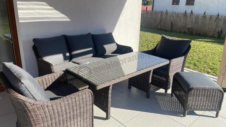Technorattanowy komplet mebli na taras dla 7 osób Novici Dining Dark Brown