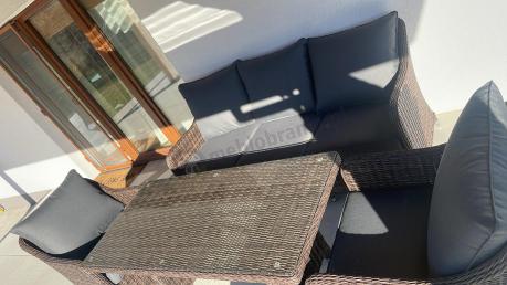 Technorattanowy komplet mebli na taras dla 7 osób Novici Dining Dark Brown