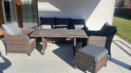 Technorattanowy komplet mebli na taras dla 7 osób Novici Dining Dark Brown