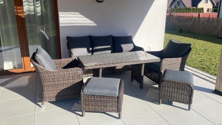 Technorattanowy komplet mebli na taras dla 7 osób Novici Dining Dark Brown