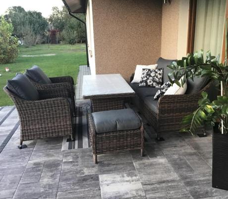 Technorattanowy komplet mebli na taras dla 7 osób Novici Dining Dark Brown