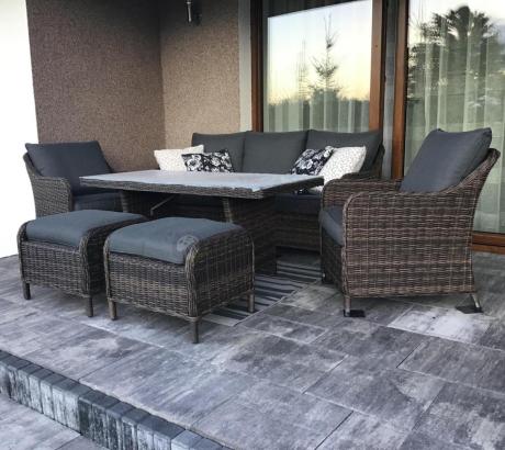 Technorattanowy komplet mebli na taras dla 7 osób Novici Dining Dark Brown