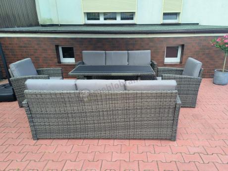 Technorattanowy komplet mebli ogrodowych Cofete Grande – Dark Grey