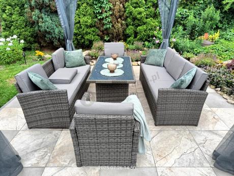 Technorattanowy komplet mebli ogrodowych Cofete Grande – Dark Grey